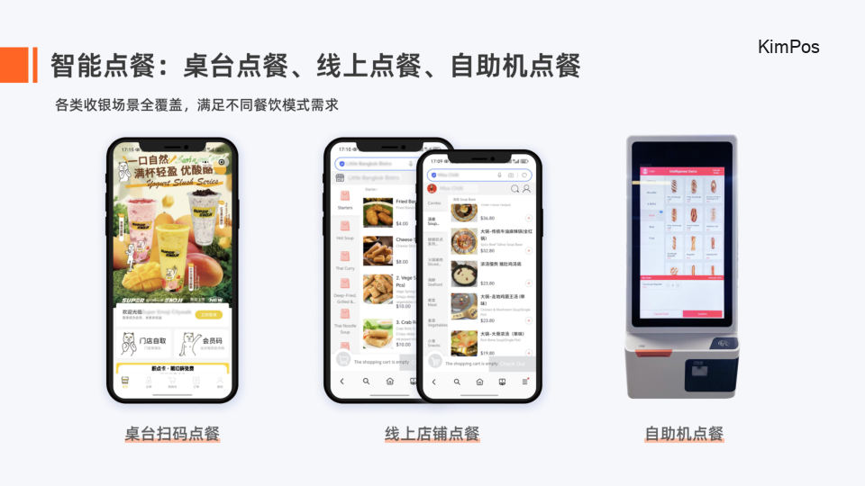 智能點餐覆蓋桌台、線上、自助機三端